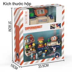 Đồ chơi siêu thị bán hàng mini quầy thức ăn nhanh kèm máy tính tiền có hiệu ứng đèn nhạc vui nhộn cho bé