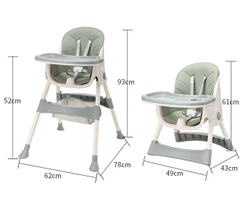 Ghế ăn dặm đa năng kích thước lớn, 2 chế độ chân, có thể gấp gọn, kèm túi đựng đồ tiện dụng cho bé từ 6 tháng