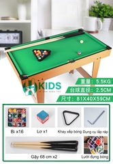 Bàn Bi-A Cao Cấp, Bàn bi a Gỗ Loại To Chân Gấp Gọn Chơi Siêu Hay Và Cực Vui Cho Trẻ Em Và Người Lớn