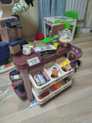 Đồ chơi siêu thị bán hàng size to lớn 64pcs kèm xe đẩy có quầy pha cafe, quầy tính tiền, máy quẹt thẻ có đèn nhạc cho bé