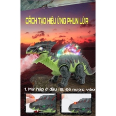 Đồ chơi mô hình khủng long cỡ lớn biết đi người phát sáng có nhạc và phun lửa cực kì thú vị cho bé