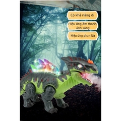 Đồ chơi mô hình khủng long cỡ lớn biết đi người phát sáng có nhạc và phun lửa cực kì thú vị cho bé
