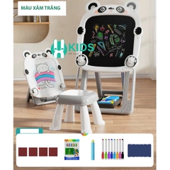 Bảng vẽ sáng tạo đa năng 2 mặt kèm ghế có thể thay đổi chiều cao, gấp gọn tiện lợi, đủ bộ bút tô màu hình gấu cho bé