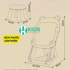 Bảng vẽ sáng tạo đa năng 2 mặt kèm ghế có thể thay đổi chiều cao, gấp gọn tiện lợi, đủ bộ bút tô màu hình gấu cho bé