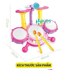 Đồ chơi trống Jazz Drum cỡ lớn có đèn phím đàn piano đa năng kèm micro hát giáo dục âm nhạc sớm cho bé từ 6 tháng tuổi