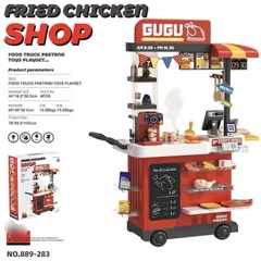 Đồ chơi nhà hàng đồ nướng gà rán quầy ăn nhanh X KID cao 102cm kèm hiệu ứng đổi màu đồ ăn, vòi nước khói, máy tính tiền