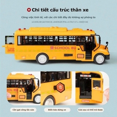 Xe Buýt Đồ Chơi Cho Bé Có Đèn LED Âm Thanh – Mô Hình Xe Bus Trường Học Mở Cửa, Kích Thước Lớn 30cm