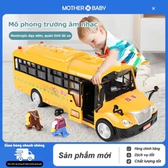 Xe Buýt Đồ Chơi Cho Bé Có Đèn LED Âm Thanh – Mô Hình Xe Bus Trường Học Mở Cửa, Kích Thước Lớn 30cm