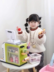 Bộ đồ chơi siêu thị mini cho bé kèm máy quét tính tiền 46 chi tiết – quầy bán hàng mô phỏng có đèn âm thanh