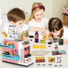 Bộ đồ chơi siêu thị mini cho bé kèm máy quét tính tiền 46 chi tiết – quầy bán hàng mô phỏng có đèn âm thanh