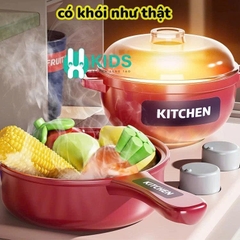 Bộ đồ chơi nhà bếp cho bé 42cm có khói như thật + chậu rửa nước tuần hoàn – kitchen mini siêu đầy đủ phụ kiện