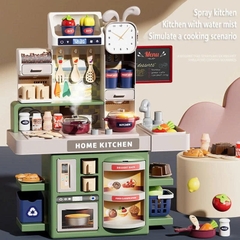 Bộ đồ chơi nhà bếp cho bé 42cm có khói như thật + chậu rửa nước tuần hoàn – kitchen mini siêu đầy đủ phụ kiện