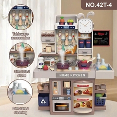Bộ đồ chơi nhà bếp cho bé 42cm có khói như thật + chậu rửa nước tuần hoàn – kitchen mini siêu đầy đủ phụ kiện