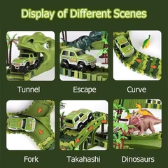 Đồ chơi đường ray khủng long lắp ráp cho bé kèm xe chạy pin – bộ track dinosaur công viên khủng long uốn cong linh hoạt