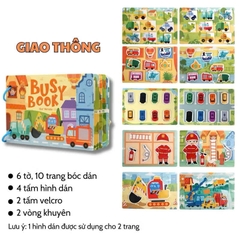 Đồ Chơi Bóc Dán Nhiều Chủ Đề Busy Book Montessori Cho Bé – Sách Tương Tác Chủ Đề Động Vật, Số Đếm, Giao Thông, Khủng Long