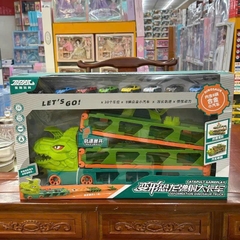Xe tải container vận chuyển khủng long cỡ lớn biến hình đường ray ô tô siêu tốc dài 2m1 kèm nhiều ô tô cho bé