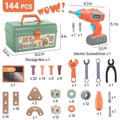 Hộp Kỹ Thuật 144 Chi Tiết Cho Bé – Bộ Đồ Chơi Lắp Ráp DIY Có Máy Khoan Pin, Phát Triển Tư Duy Sáng Tạo Cho Trẻ 3+