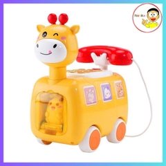 Đồ Chơi Điện Thoại Hươu Cao Cổ Cho Bé – Điện Thoại Đồ Chơi Có Nhạc Đèn, Song Ngữ Trung Anh, Xe Kéo Vui Nhộn 3+
