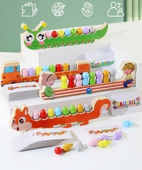 Đồ Chơi Gỗ Xếp Màu Theo Thẻ Cáo Dài Montessori Cho Bé – Rèn Tư Duy Logic & Nhận Biết Màu Sắc