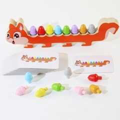 Đồ Chơi Gỗ Xếp Màu Theo Thẻ Cáo Dài Montessori Cho Bé – Rèn Tư Duy Logic & Nhận Biết Màu Sắc