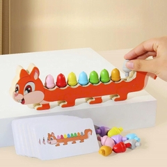 Đồ Chơi Gỗ Xếp Màu Theo Thẻ Cáo Dài Montessori Cho Bé – Rèn Tư Duy Logic & Nhận Biết Màu Sắc