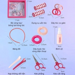 Bộ Đồ Chơi Làm Tóc Cho Bé Hair Salon Kèm Máy Sấy Máy Duỗi Lược Kẹp Tóc Phụ Kiện Công Chúa