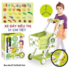 Đồ chơi quầy bán hàng siêu thị cỡ lớn kèm xe đẩy với máy quẹt thẻ, mã vạch có hiệu ứng âm thanh ánh sáng cho bé