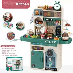 Đồ chơi nhà bếp cỡ lớn cao 72cm - 100cm nấu ăn có máy hấp trứng, vòi nước kèm hiệu ứng đèn âm thanh cho bé