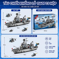 Lắp Tàu Chiến Khổng Lồ, mô hình tàu chiến 6 in 1, ghép máy bay, tàu chiến, xe tăng, giúp bé sáng tạo