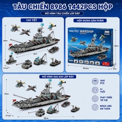 Lắp Tàu Chiến Khổng Lồ, mô hình tàu chiến 6 in 1, ghép máy bay, tàu chiến, xe tăng, giúp bé sáng tạo