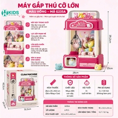 Máy Gắp Thú Bông Mini Có Nhạc Đèn LED Kích Thước Lớn 40cm Cho Bé – Đồ Chơi Tương Tác Xkids