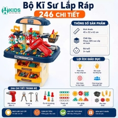 Hộp Dụng Cụ Kỹ Sư Di Động Có Máy Khoan Điện Cho Bé – Đồ Chơi Lắp Ráp STEM Xkids