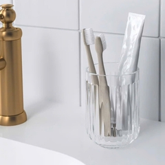 Cốc đựng bàn chải, sáp thơm IKEA SILVTJARN thủy tinh trong gân nổi