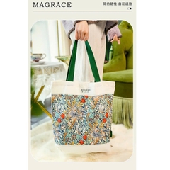 Túi xách MAGRACE PARIS chất vải Canvas họa tiết hoa huệ vàng