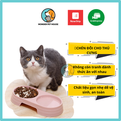 Tô Chén bát ăn nước đôi bằng nhựa cho Chó Mèo thú cưng