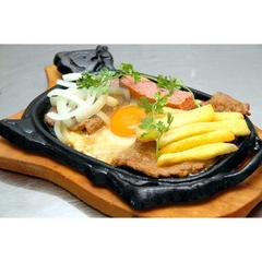 Bộ Chảo gang bò bít tết chống dính kèm đế gỗ HÀNG CHÍNH HÃNG
