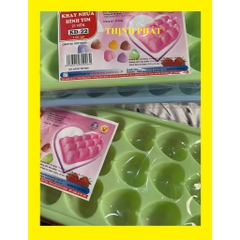 Bộ 3 khay làm đá - thạch rau câu 21 viên hình tim - Giao màu ngẫu nhiên