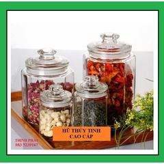 Hũ Lọ Thủy Tinh Lục Giác 8 cạnh Đựng Thực Phẩm, Gia Vị 900ml, 550ml, 380ml