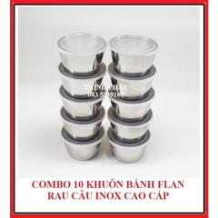 Bộ 10 Khuôn Làm Bánh Inox 304 Có Nắp ( 7cm ) Làm Bánh Flan , Rau Câu , Cupcake, Làm Đá Không Gỉ