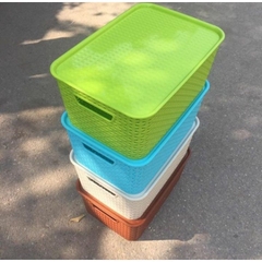 Combo 3 Giỏ đựng đồ có nắp Hàng Chính Hãng - Giao màu ngẫu nhiên