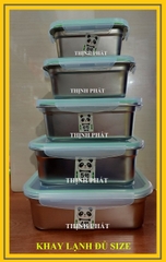 COMBO Bộ 3 Hộp BẢO QUẢN thực phẩm INOX 304 có NẮP. DỤng cụ đựng chứa trữ ĐA NĂNG trong tủ lạnh AN TOÀN SỨC KHOẺ đồ ăn luôn TƯƠI NGON CHUYÊN NGHIỆP