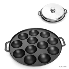 Khuôn Bánh Khọt Gang Chống Dính Loại Dày Cao Cấp Nắp Inox ( 8 - 10 - 12 lỗ )