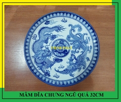 Mâm bồng - dĩa chưng ngũ quả gốm sứ Bát tràng đường kính 32cm, 36cm