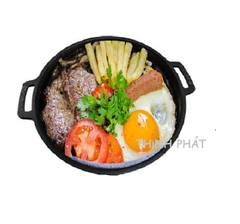 Chảo Gang Chống Dính Làm Bánh Xèo, Bánh Mì Chảo Kèm Đế Gỗ Cao Cấp Tiện Dụng