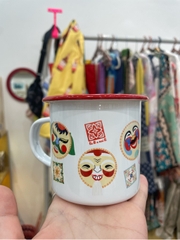 Cốc inox tráng men mặt mẹt Mai Lê x Líu Lô