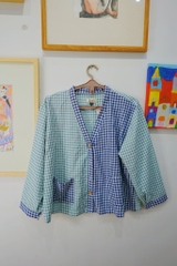 Áo dài tay kẻ caro vải ghép Líu Lô 690