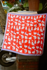 Khăn vuông Mèo đỏ Maile x Liulo 70x70