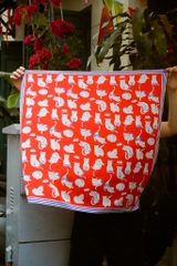 Khăn vuông Mèo đỏ Maile x Liulo 70x70