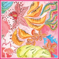 SILK SCARF LY VU CARRE AUTUMN GARDEN V1 90X90