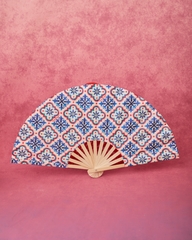 Quạt nền gạch bông xanh Mai Lê x Líu Lô